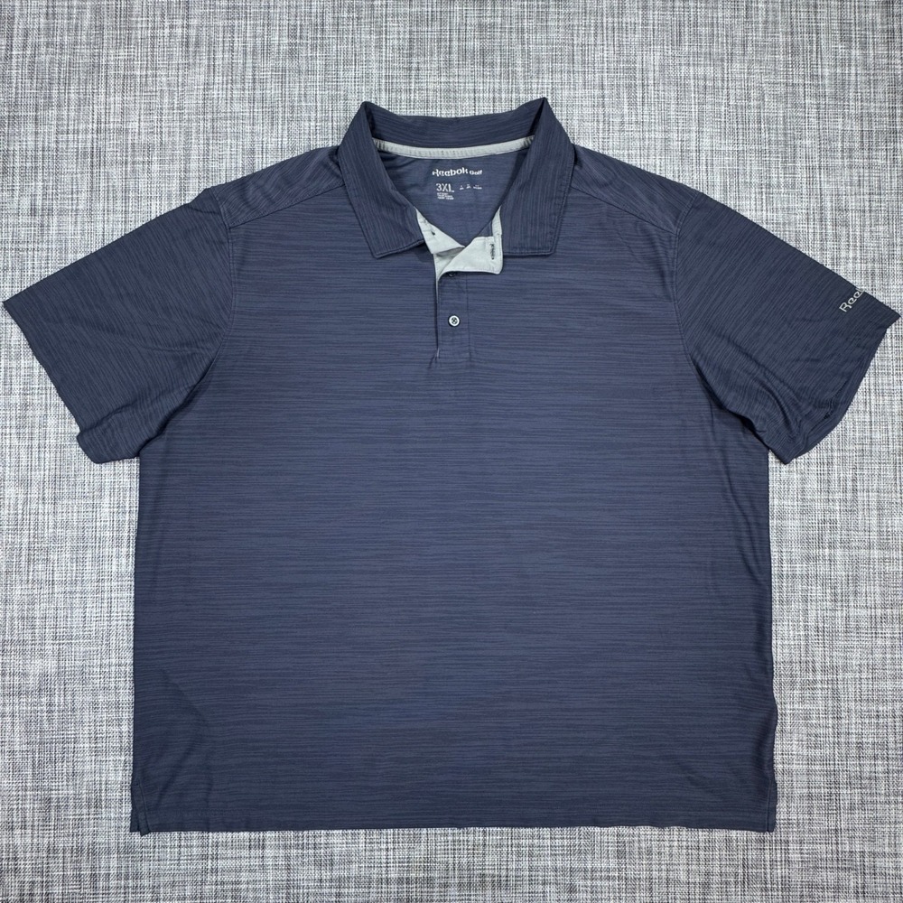 Reebok Golf Mens Polo Shirt 3XL Navy Heather Performance Stretch Short Sleeve